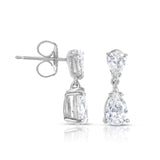 Pear Shape Diamond Drop Earrings, 14K White Gold