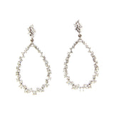 Open Pear Shaped Diamond Dangle Earrings, 14K White Gold