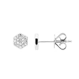Hexagon Shaped Pavé Diamond Earrings, 14K White Gold
