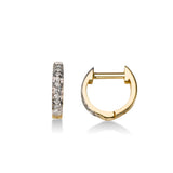 Tiny Mini Diamond Hoop Earrings, 14K Yellow Gold