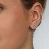 Petite Pavé Diamond Heart Earrings, 14K White Gold