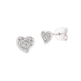 Petite Pavé Diamond Heart Earrings, 14K White Gold