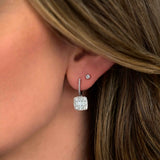 Baguette and Round Diamond Drop Earrings, 18K White Gold