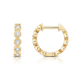 Bezel Set Diamond Hoop Earrings, 14K Yellow Gold