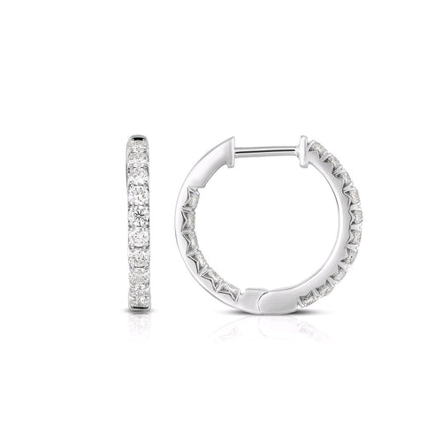 Inside Out Diamond Hoop Earrings, 3 Carats, 14K White Gold