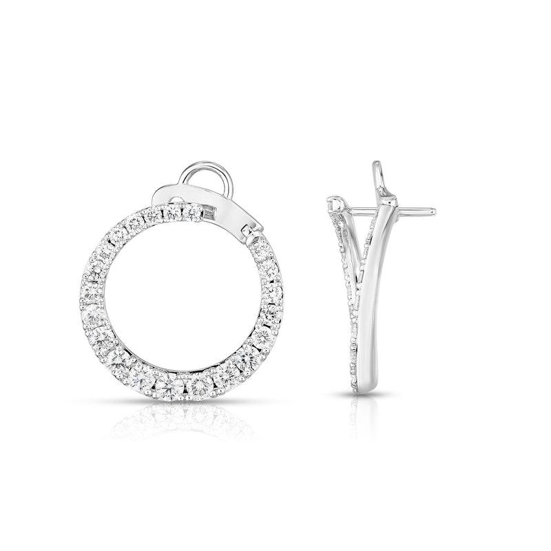 Diamond Circle Earrings, 14K White Gold