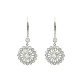 Vintage Style Diamond Drop Earrings, 14K White Gold