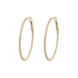 Skinny Inside Out Diamond Hoops, 1.25 Inches, 14K Yellow Gold