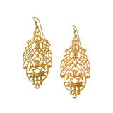 Lacy Style Dangle Earrings, 14K Yellow Gold