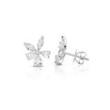 Diamond Flower Stud Earrings, 2.25 Carats, 14K White Gold