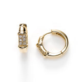 High-Polished Hoop Earrings with Diamonds, 14K Yellow Gold