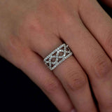 Open Design Criss Crossing Diamond Band, 14K White Gold