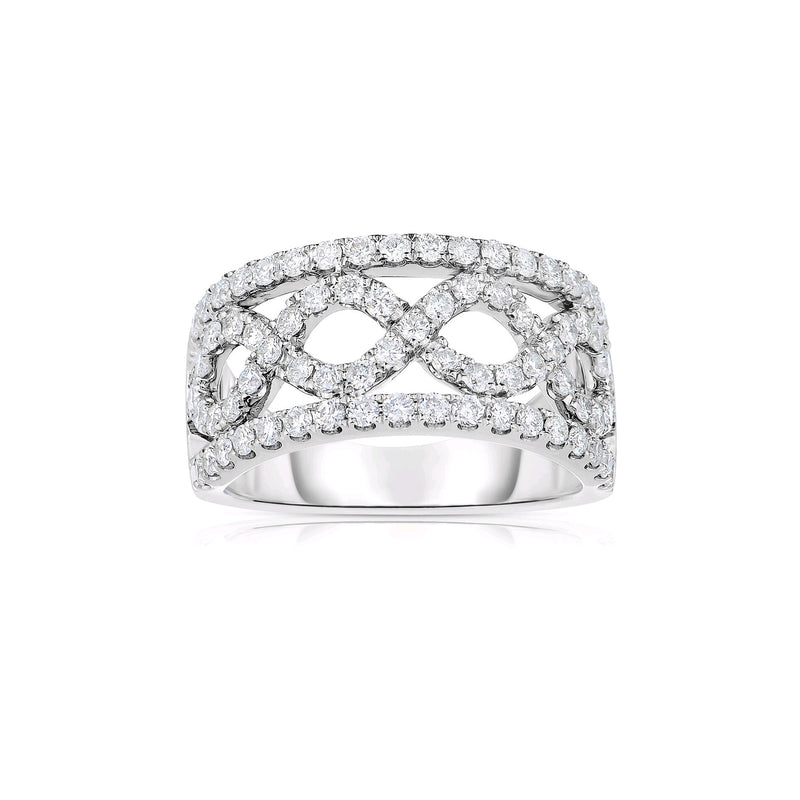 Open Design Criss Crossing Diamond Band, 14K White Gold