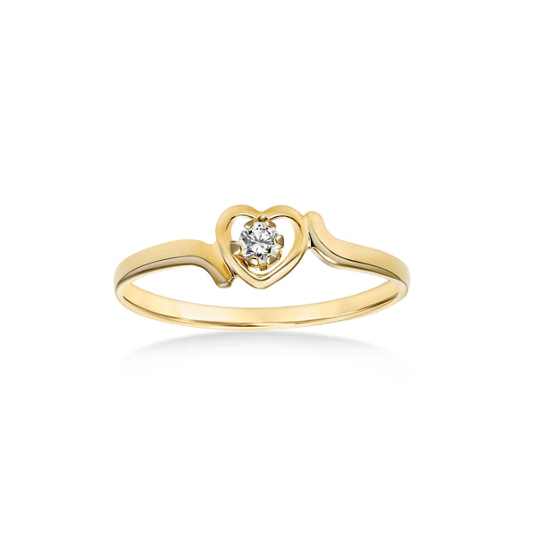 Child’s Heart Ring with Diamond Center, 14K Yellow Gold – EFG Designs