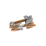 Triple Strand Ring with Diamond Butterfly, 14K Rose Gold