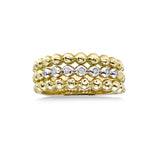 Two Tone Beaded Diamond Ring, 18 Karat Gold