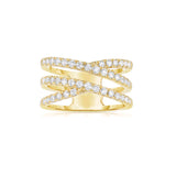 Bold Crossover Diamond Ring, 14K Yellow Gold