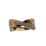 Crossing Bands Diamond Ring, 14K Yellow Gold