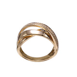 Crossing Bands Diamond Ring, 14K Yellow Gold
