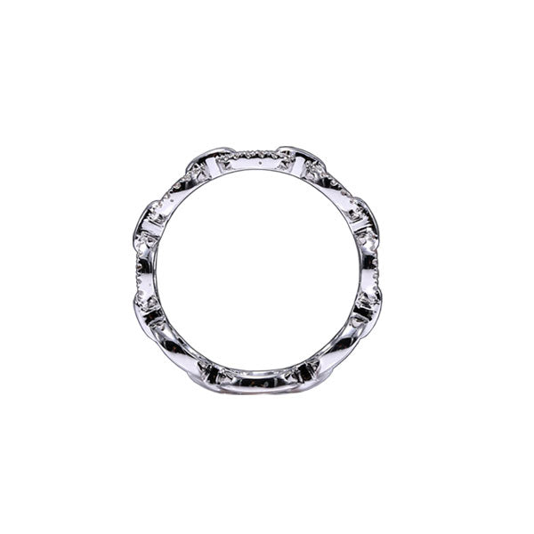 Round Links Diamond Ring, 14K White Gold