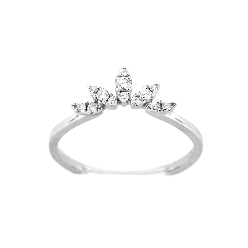 Diamond Fan Ring, 14K White Gold