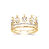 Crown Design Diamond Ring, 14K Yellow Gold