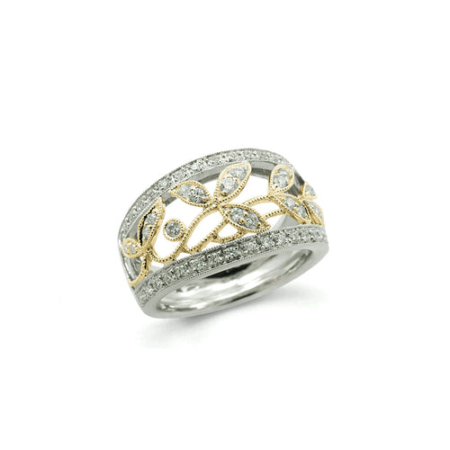 Two Tone Open Design Diamond Band, .51 Carat, 14 Karat Gold