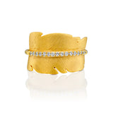 Feather Shaped Diamond Ring, 14K Yellow Gold