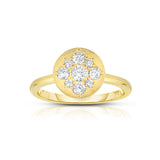 Disc Design Flush Set Diamond Ring, 14K Yellow Gold