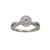 Round Diamond with Halo Ring, 14K White Gold