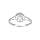 Rope Design Diamond Cluster Ring, 14K White Gold