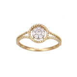 Rope Design Diamond Cluster Ring, 14K Yellow Gold