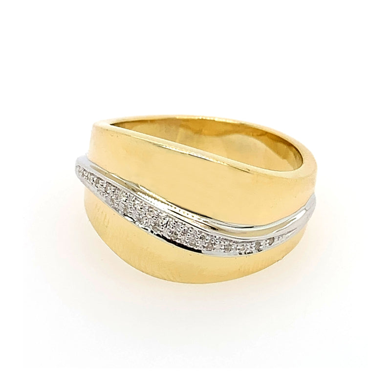 High Polish Ring with Diamond Center, 14 Karat Gold