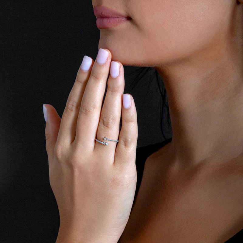 Diamond Bypass Ring, 14K White Gold