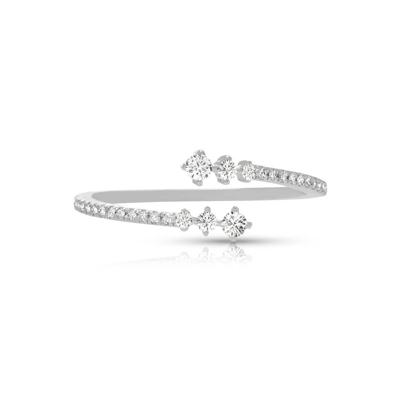 Diamond Bypass Ring, 14K White Gold