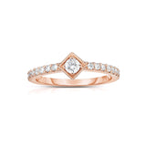 Square Framed Center Diamond Ring, 14K Rose Gold