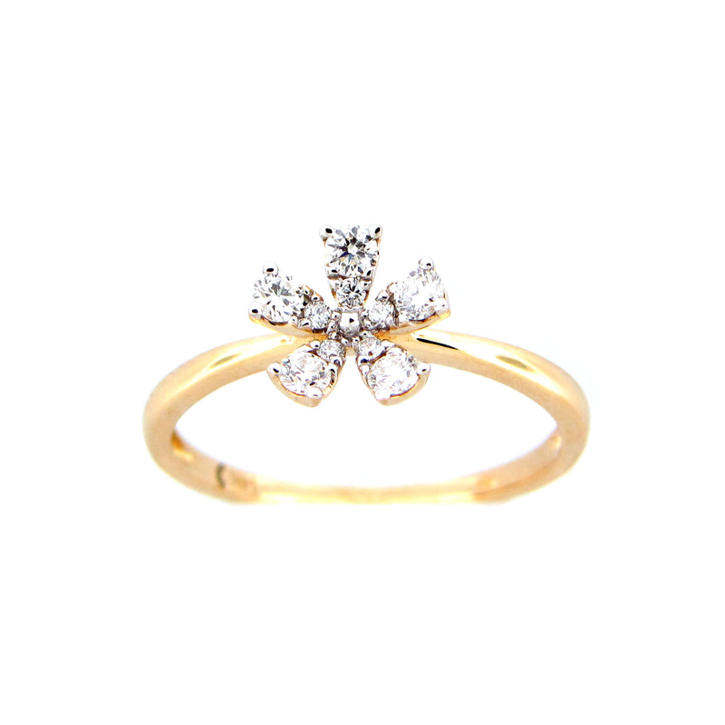 Diamond Flower Ring, 14K Yellow Gold