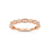 Thin Multishape Diamond Design Band, 14K Rose Gold