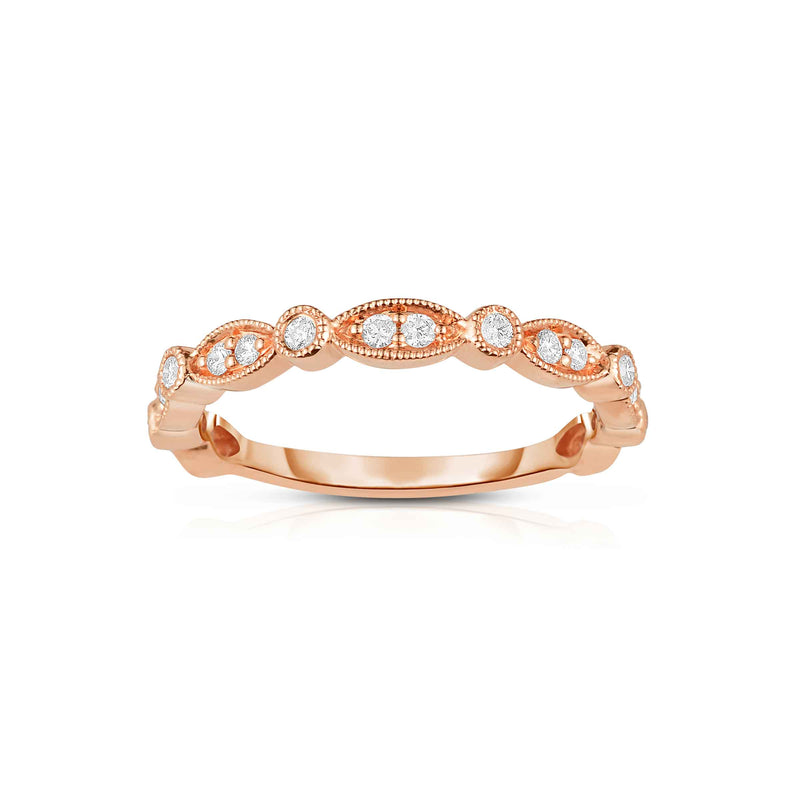 Thin Multishape Diamond Design Band, 14K Rose Gold