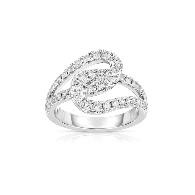 Graceful Interlocking Loop Diamond Ring, 14K White Gold