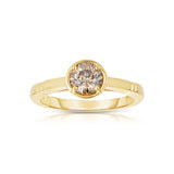 Round Fancy Light Brown Diamond Ring, 14K Yellow Gold