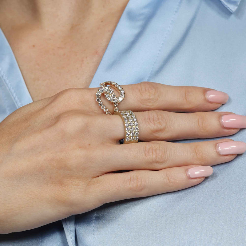 Interlocking Loops Diamond Ring, 14K Yellow Gold