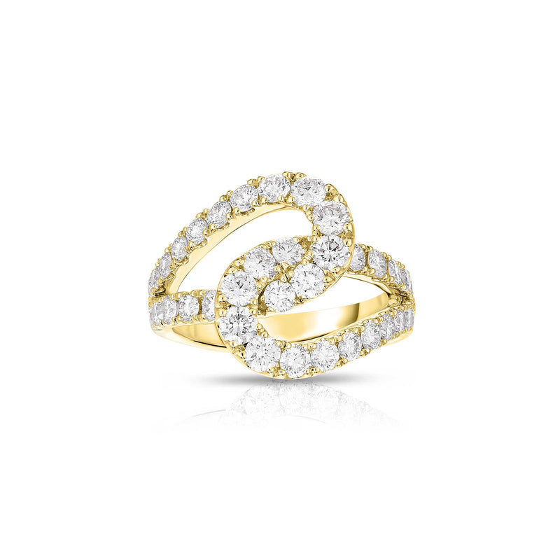 Interlocking Loops Diamond Ring, 14K Yellow Gold