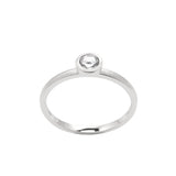 Round Bezel Set Diamond Ring, 14K White Gold