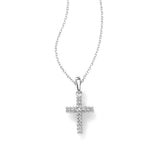 Petite Diamond Cross Prong Set, 14K White Gold