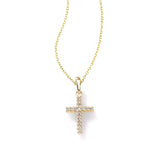 Petite Diamond Cross Prong Set, 14K Yellow Gold