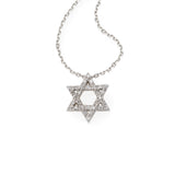 Petite Star of David Diamond Pendant, 14K White Gold