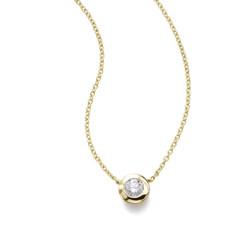 Diamond in Bezel, 18 Inches, 14K Yellow Gold