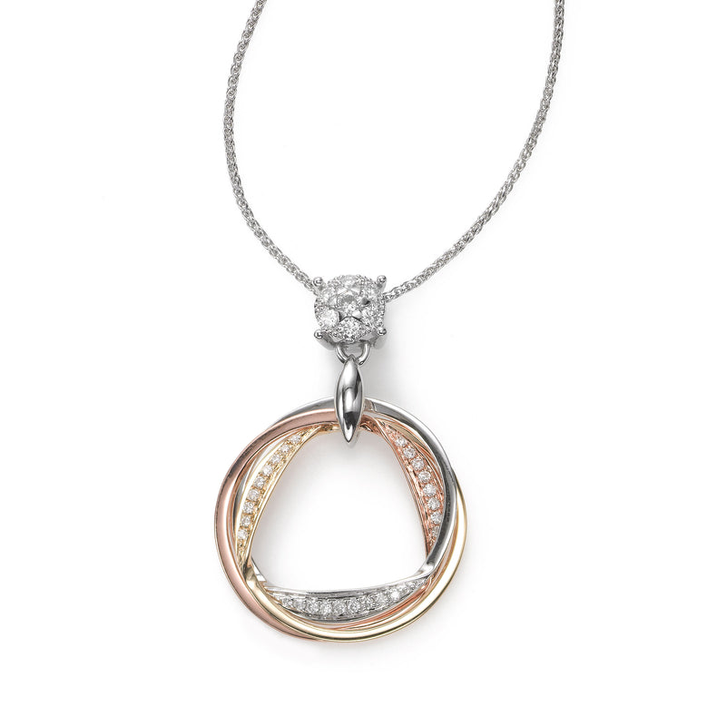 Nested Circles Diamond Slider Pendant, 14 Karat Gold