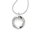 Open Circle Diamond Pendant, 14K White Gold